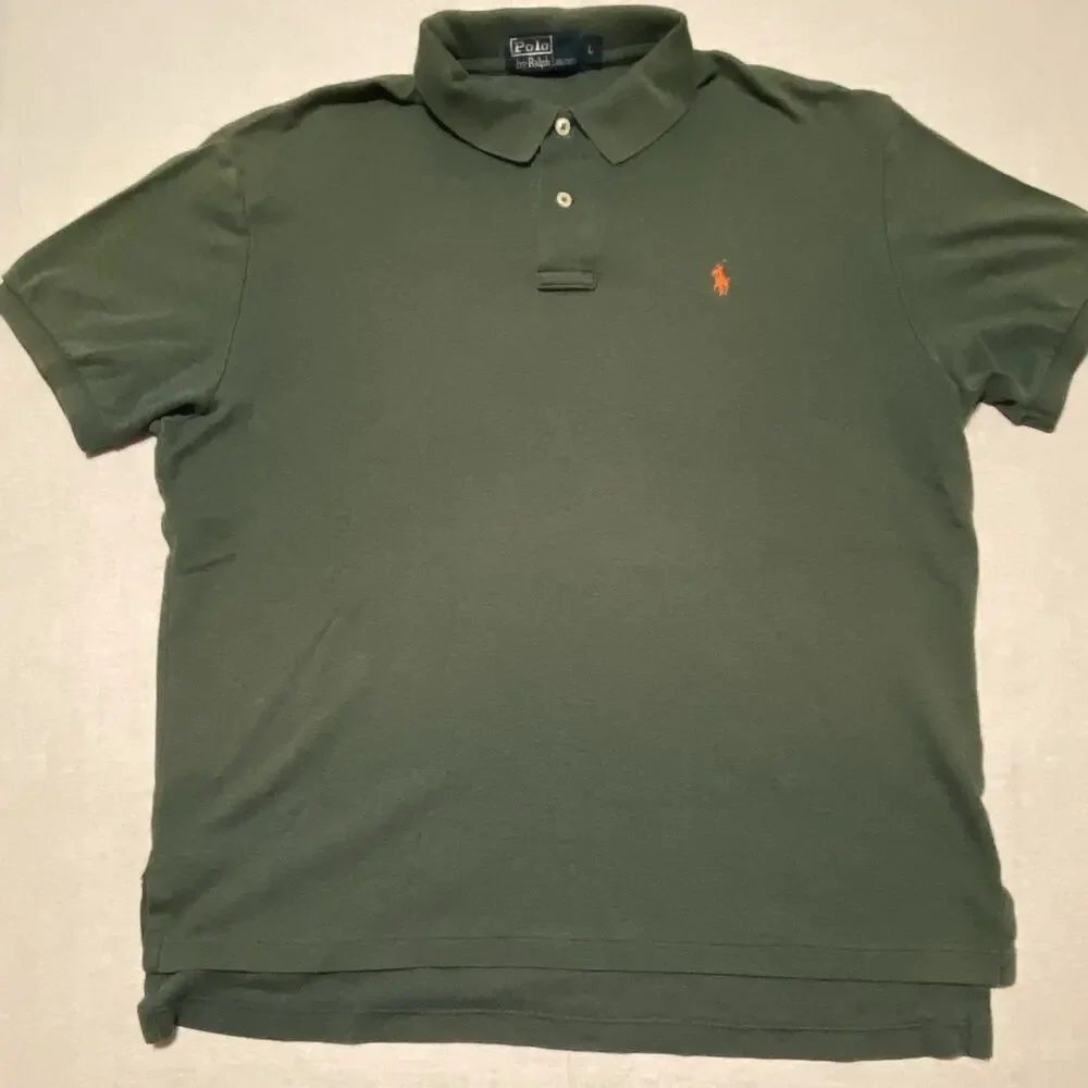 Polo Ralph Lauren Green Solid Polo Shirt Men’s L Short Sleeve Embroidered Logo